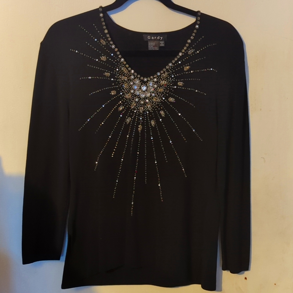 Gardy Womens Size S Black with beading top Shirt